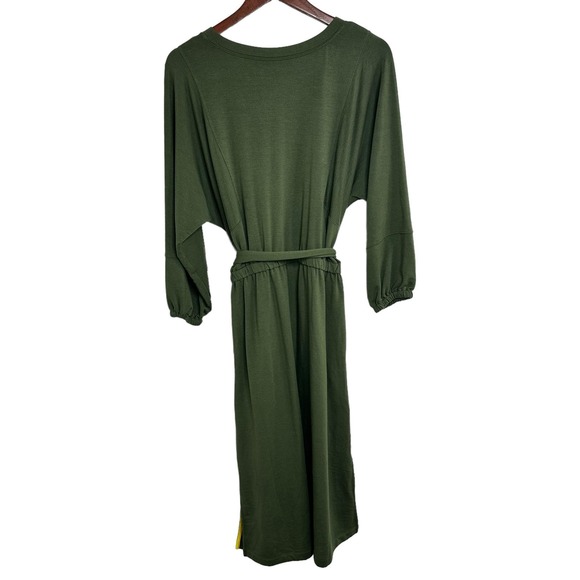 Anthropologie Thalia  Dress Size Small Moss Green Belt Waist Lagenlook Midi NWT - Picture 4 of 14